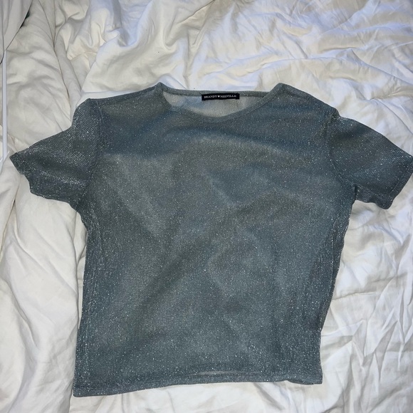 Sparkly sheer blueish/grey crop top from Brandy Melville - Picture 1 of 3